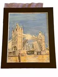 Buy Mark Leary Art Watercolour Painting Sunset Tower Bridge London • 25£