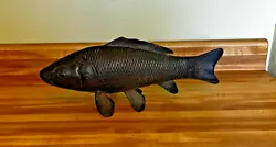 Buy Vintage Koi Carp Fish Cast Metal 20  X 9  Black Sculpture Garden Statue Pond • 162.30£