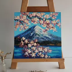 Buy Sakura Painting,Mountain Landscape,Japan Landscape, Mountain Wall Art,Blossom • 74.42£