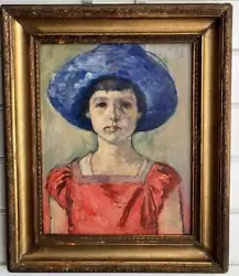 Buy Original Oil Painting SLADE SCHOOL PORTRAIT  Blue Hat  ALBERT HAROLD PALMER 1949 • 225£