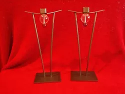 Buy Vintage Signed Girardini Design 1999 Steel & Glass Sculpture Pair • 239£