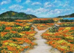 Buy Original Oil Painting Landscapes -California Poppies Painting Canvas Panel 5x7  • 65.42£