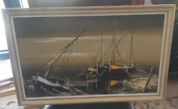Buy Vintage Oil Painting On Board Of  Maude Fishing Fleet • 18£