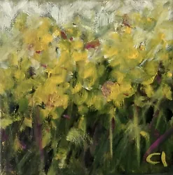 Buy Original Painting Daffodils 6 X 6ins Box Canvas Dorset Artist Christine Ingram • 25£