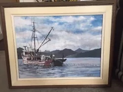 Buy Vintage Original Seascape Oil On Canvas Painting Signed. • 89.95£