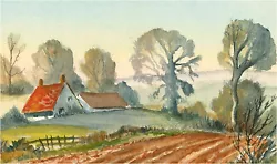 Buy Louis Valentine - Mid 20th Century Watercolour, Countryside View With Cottage • 19£