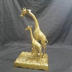 Buy 14.5 X6.25X9  Brass Sculpture Of Giraffe Mother And Child On Brass Platform • 124.02£