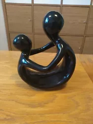 Buy Abstract Modernist Mother & Child Black Ceramic Glossy Baby Figurine Sculpture • 8.99£