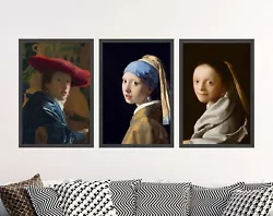 Buy Johannes Vermeer Set Of 3 Paintings, Girl With A Pearl Earring Art Print Poster • 199£