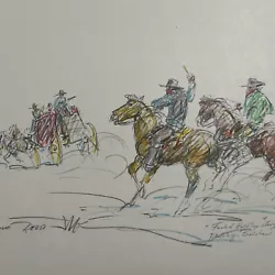Buy MARJORIE REED DRAWING LISTED FAMOUS  Sketch BUTTERFIELD STAGECOACH Horses Rare • 1,020.59£