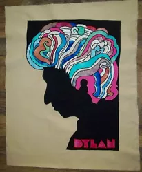 Buy Vintage Bob Dylan Psychedelic Appliqué Tapestry Cotton  Fiber Art Unfinshed • 472.09£