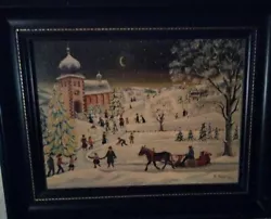 Buy Paintings: Winter Evening Church Course, Signed, By Well-known Painter: R.Roer,1982 • 501.95£