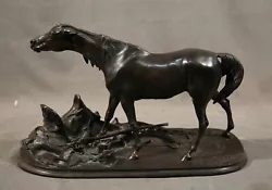 Buy 19th Century Animal Bronze Horse With Gun And Seddle Dark Brown Patina P J Mene • 3,315.31£