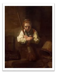 Buy REMBRANDT A Girl With A Broom Portrait 1600s Painting 17x22 PREMIUM Print Poster • 20.07£