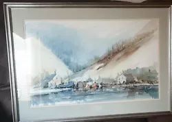 Buy David Scott-Martin, Watercolour, Boats And Mountains, Signed • 95£