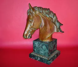 Buy 12  High Bronze Horse Head Bust Equestrian Metal Sculpture Statue GREAT PATINA • 2,756.23£