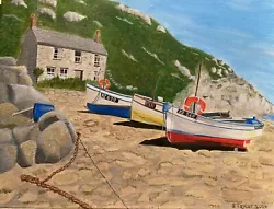 Buy Penberth Cornwall Fishing Boat Signed Original Acrylic Painting 2024 • 40£