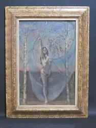Buy Pre-Raphaelite Pastel Oil Nude 'Reach For The Moon' Early 20th Century • 195£