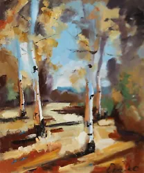 Buy AUTUMN TREES Landscape  Oil Painting DEMENKO NATALIA Impressionism 8X10 • 64.41£