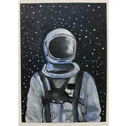 Buy ACEO ORIGINAL PAINTING Mini Collectible Art Card People Space Astronaut Ooak • 8.29£