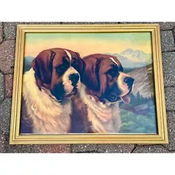Buy Antique St. Bernard Dogs Oil Painting Print On Canvas Printed In Germany • 124.32£