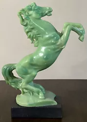 Buy RARE VTG Signed A. Santini Alabaster Resin GREEN Rearing Horse Sculpture Italy • 49.87£