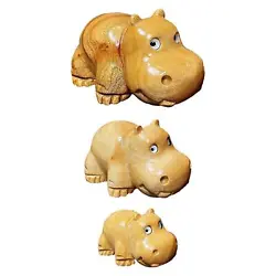 Buy Hippoes Figurine Realistic Home Decor Wood Sculpture For Desk Home Living Room • 9.65£