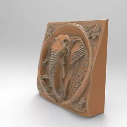 Buy STL File For CNC Router 3D Printer Round Base Elephant Wall Plaque Sculpture DIY • 2.32£