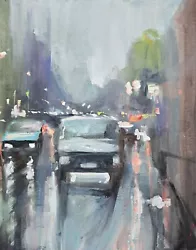Buy City Rain A2. Original Mixed Media Painting On Canvas Board  • 80£