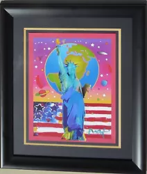Buy PETER MAX  Liberty, Earth & Flag  Unique Original Painting Hand Signed  Framed • 2,739.08£