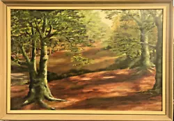 Buy Vintage Original Oil Painting On Canvas Board Woodlands & Stag Large 79cm • 22.90£