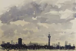 Buy Original Watercolour, 'London Skyline', George Godfrey, Circa 1970's • 38£