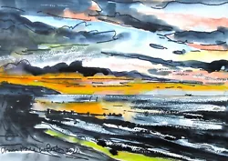 Buy Original Watercolour Painting Bacton Beach Sunset  By Ann Marie Whitton • 25£