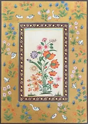 Buy Mughal Miniature Floral Painting Handmade Moghul Indian Muslim Ethnic Flower Art • 124.41£
