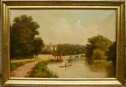 Buy JAMES ISAIAH LEWIS Oil Richmond Bridge, Surrey. Thames. Victorian Antique 19th C • 750£