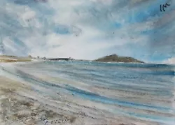 Buy ACEO Original Painting Seascape Art Beach Wales Anglesey Coast Watercolour • 6£