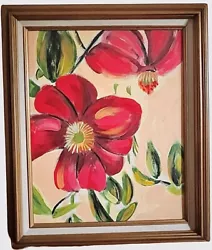 Buy Contemporary Original Painting Red Flower Abstract Gold Framed Art Floral Garden • 103.36£