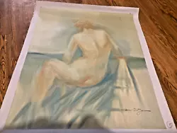Buy Reclining Nude From Rear On Blue 24x20 Original Oil Painting Unstretched Canvas • 22.32£