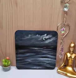 Buy Original Stormy Sea Painting, Hand Painted On Wooden Board 10 Cm By 10 Cm • 9.77£