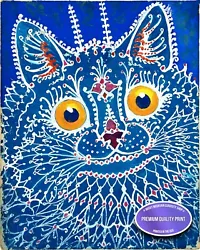 Buy Louis Wain Blue Cat With Big Yellow Eyes Painting High Res Quality Art Print • 12.28£