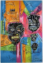 Buy Jean-Michel Basquiat (Handmade) Acrylic On Canvas Painting Signed & Stamped • 632.49£