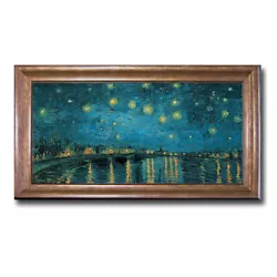Buy Bronze Framed Starlight Over The Rhone (Det) By Van Gogh Canvas Art 12in X 20in • 70.28£