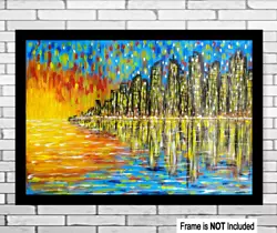 Buy Original Cityscape Painting Signed Abstract Psychedelic Mid-Century Modern Style • 132.70£