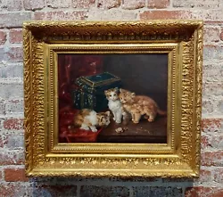 Buy 19th C. French School-Curious Cats Looking At A Gold Watch -Oil Painting • 3,276.20£