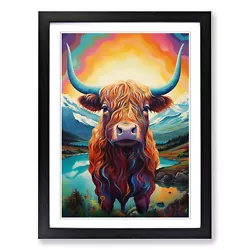 Buy Highland Cow Futurism No.2 Wall Art Print Framed Canvas Picture Poster Decor • 34.95£