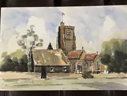 Buy Original Signed Watercolour Ink Painting St Andrews Church Rochford Architecture • 25£
