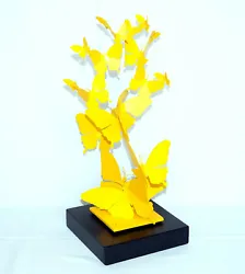 Buy GREAT PAINTED ALUMINUM WITH METAL BASE  Yellow Butterflies   Signed & Num • 1,968.74£