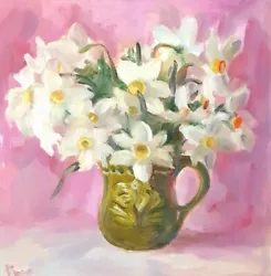 Buy Daffodils   Painting  Flowers Painting  Floral Artwork  Size 10 By 10 Inch • 111.89£