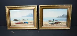 Buy PAIR OF VINTAGE OIL PAINTINGS OF BOATS SIGNED & FRAMED - 23cm X 17.5cm • 34.99£