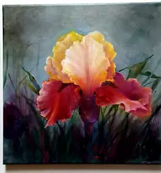 Buy SUNNY MAUVE IRIS II New 12x12 Oil Floral Painting On Canvas By US Artist Klein • 112.20£